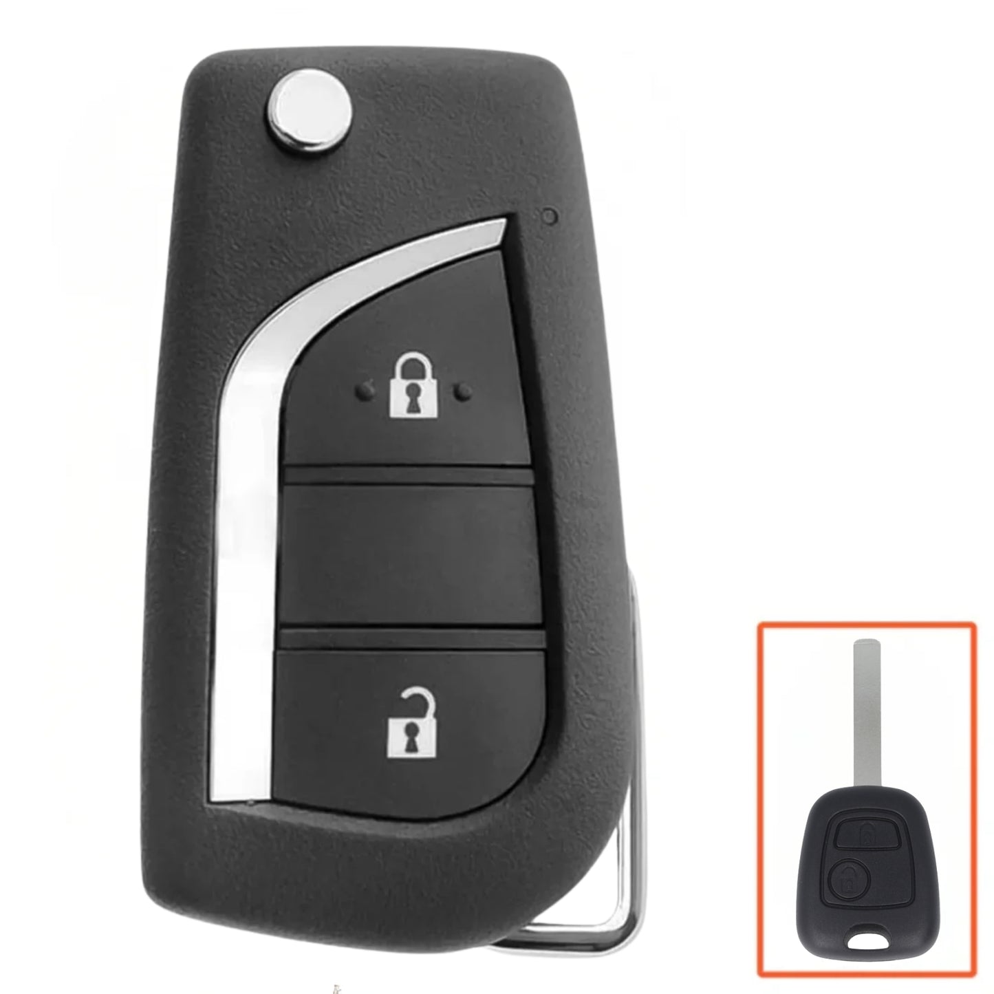 Aftermarket Upgraded Flip Remote Key For Citroen C1 / Peugeot 108 / Toyota Aygo (2005 - 2014)