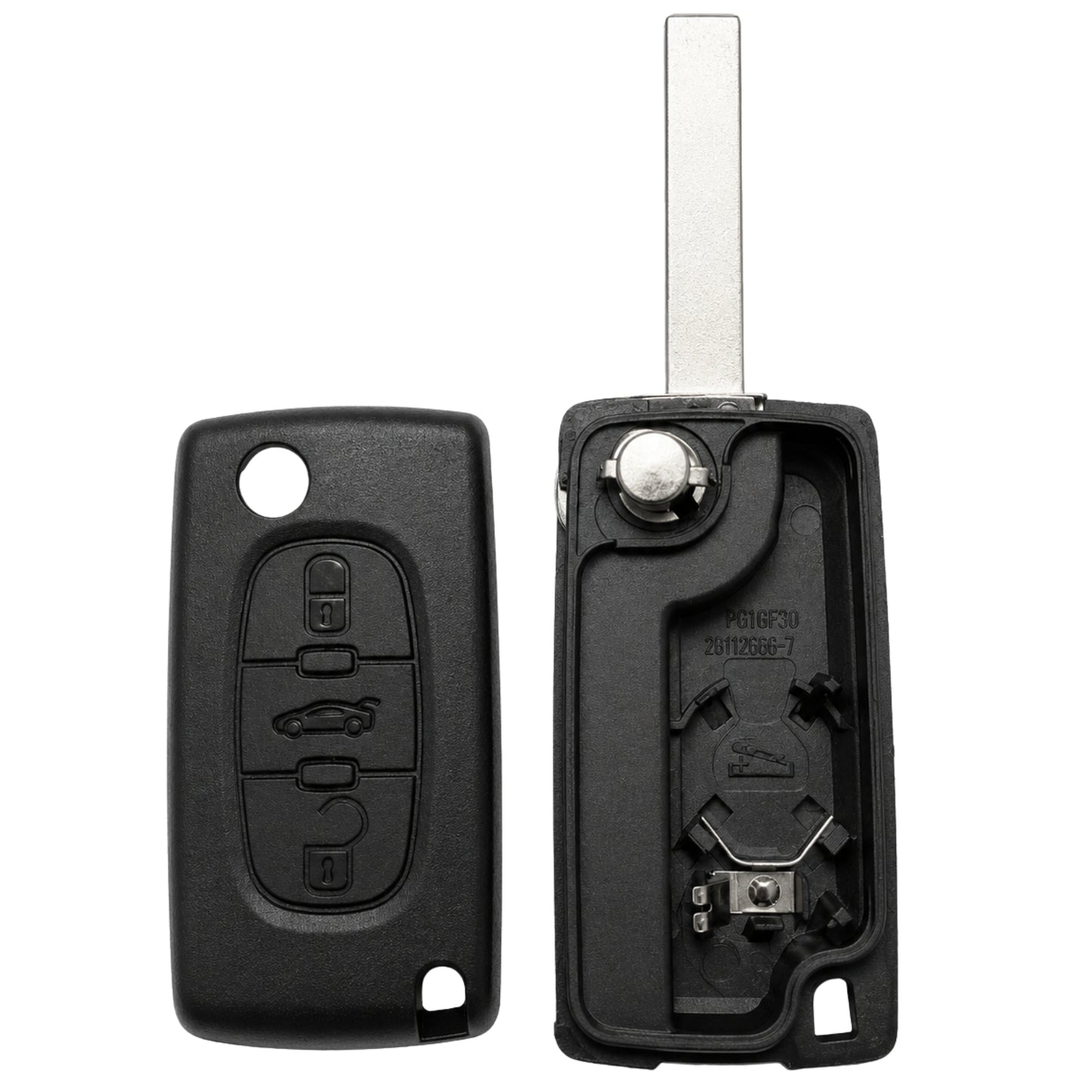 HU83 3 Button Key Case (With Battery Contact)