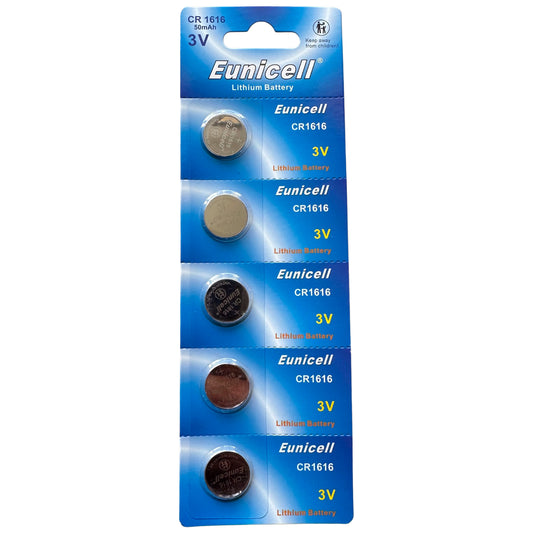 CR1616 Eunicell 3v Lithium Batteries (5 Pack)