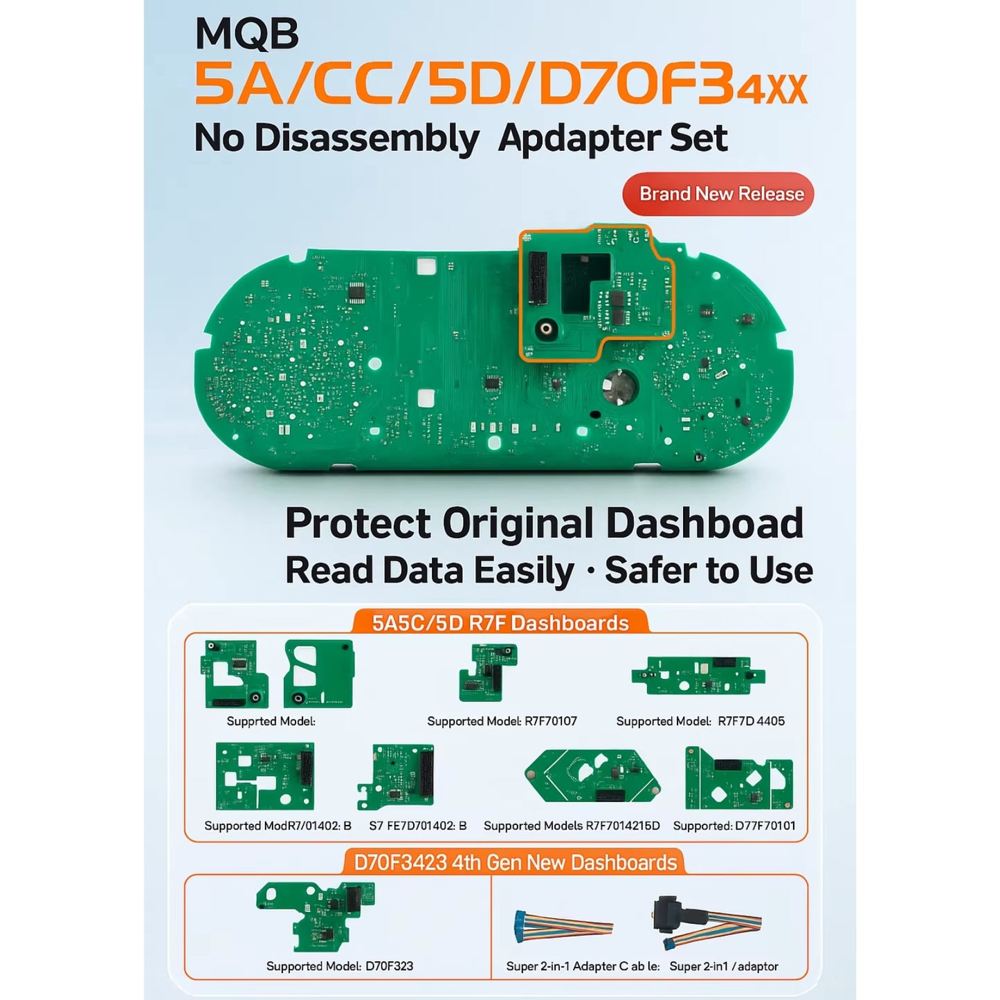 Xhorse MQB 5A / 5C / 5D & D70F34xx Solder-Free Adapter Set for Key Tool Plus & MULTI-PROG (XDNPM5GL)