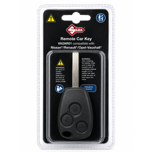 Silca 3 Button Remote Key for Renault / Mercedes / Nissan / Vauxhall - PCF7947 (VA2AR01)