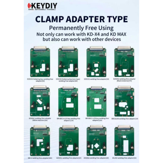 KEYDIY Clamp Adapter Type Set (12-Piece) - Solder-Free Interface Adapters