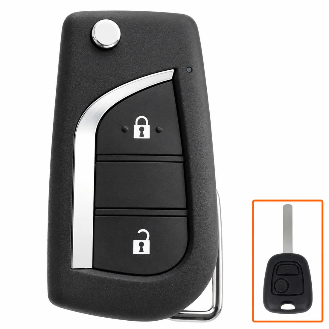 Aftermarket Upgraded Flip Remote Key For Citroen C1 / Peugeot 108 / Toyota Aygo (2005 - 2014)