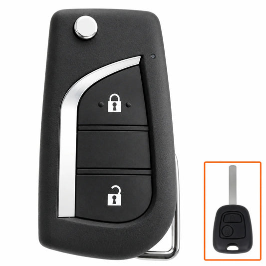 Aftermarket Upgraded Flip Remote Key For Citroen C1 / Peugeot 108 / Toyota Aygo (2005 - 2014)
