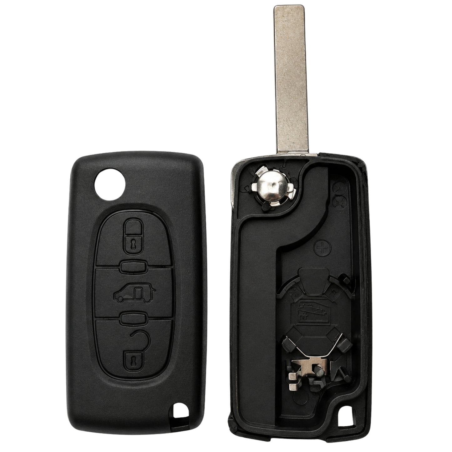 HU83 3 Button Key Case (With Battery Contact)