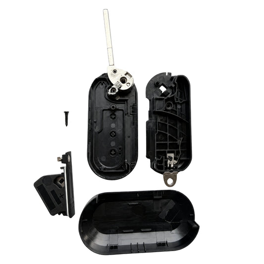 3 Button Remote Flip Key Case to suit various Fiat Vehicles - Black Buttons (Van Style Buttons)